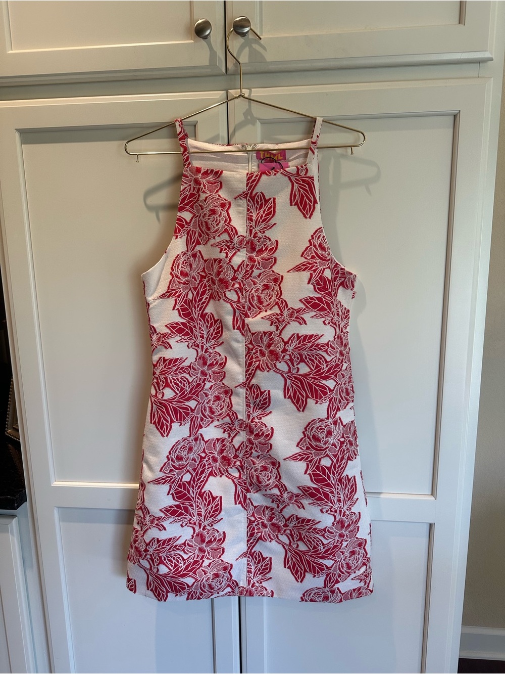 Sleeveless Red Floral Shift Dress by